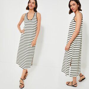 Pomander Place Black Ivory Stripe Jax Casual Scoop Neck Maxi Dress Size XXL